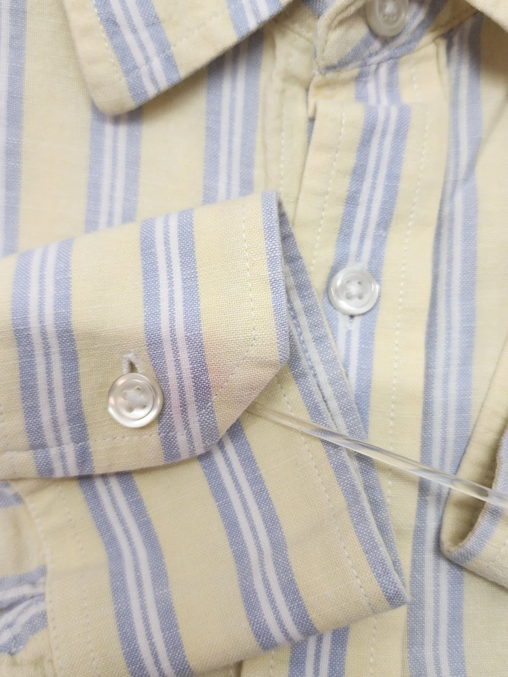 Banana Republic Linen Blend Shirt Men L Button Up Striped Resort Office Seesleev